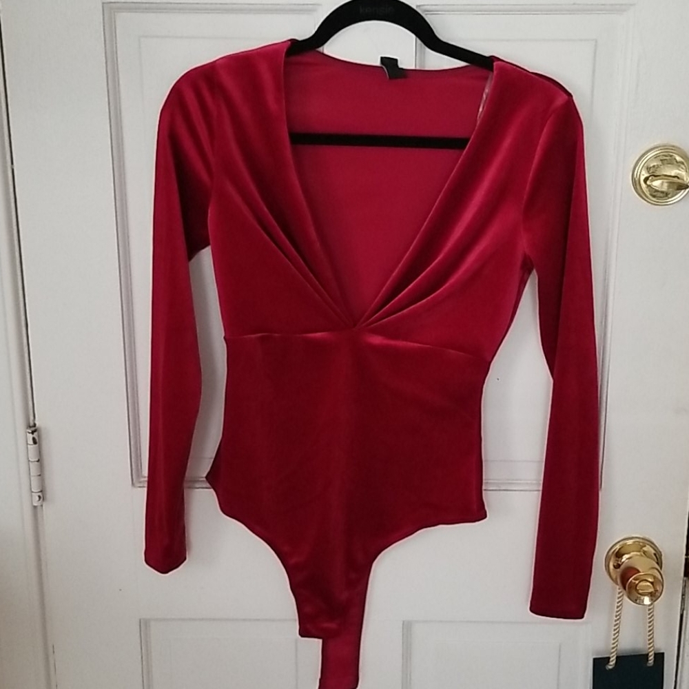 NWT Red Velour Bodysuit